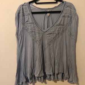 Free People blue lace tee shirt